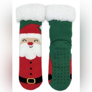 Women’s Holiday Santa Slipper Socks, 1-Pair